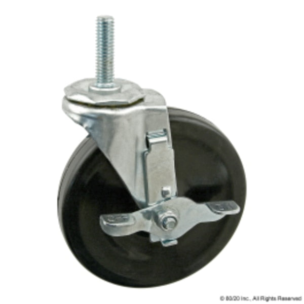 Swivel Caster, 7/16-14 Stem, Brake, 5