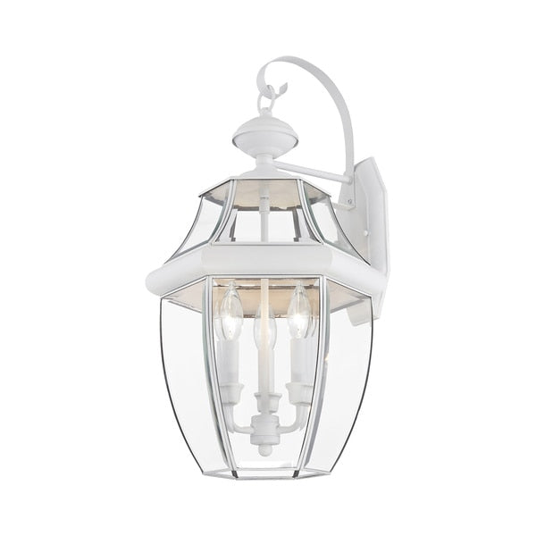Monterey 3 Light White Outdoor Wall Lantern