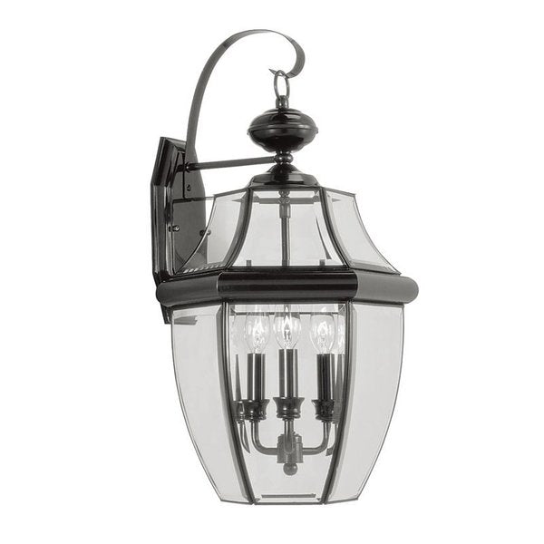 Monterey 3 Light Black Outdoor Wall Lantern