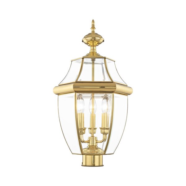 Monterey 3 Light Polished Brass Outdoor Post Top Lantern