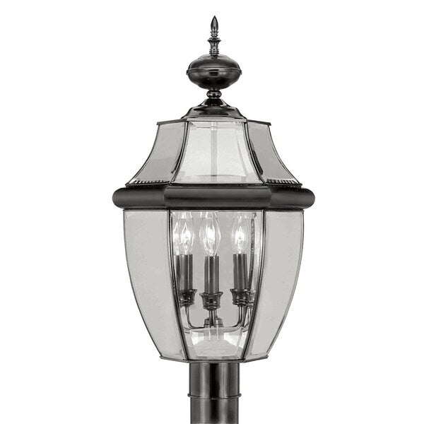 Monterey 3 Light Black Outdoor Post Top Lantern