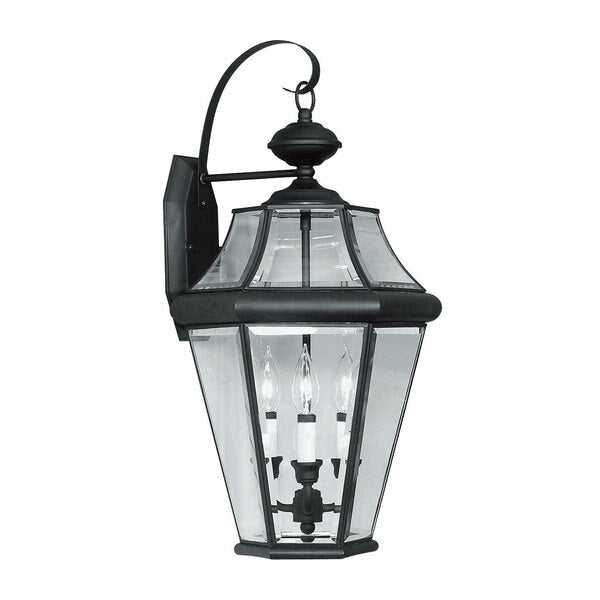 Georgetown 3 Light Black Outdoor Wall Lantern