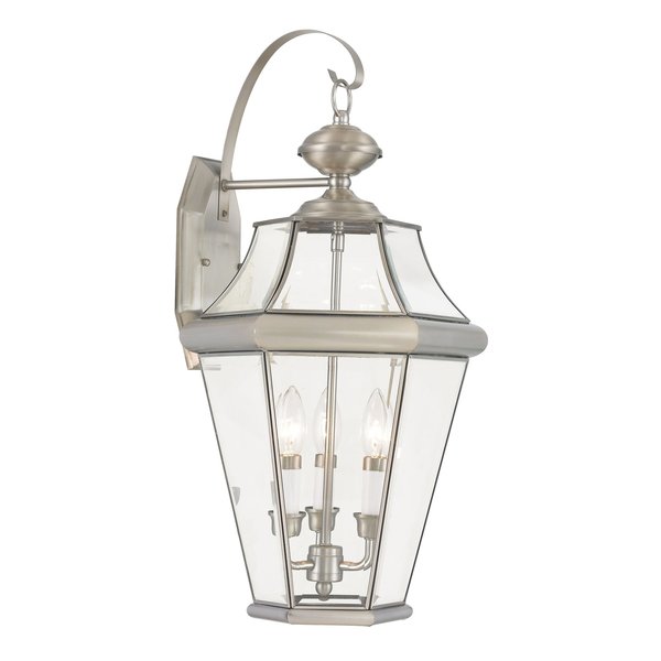 Georgetown 3 Light Brushed Nickel Outdoor Wall Lantern