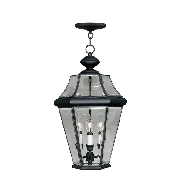 Georgetown 3 Light Black Outdoor Pendant Lantern