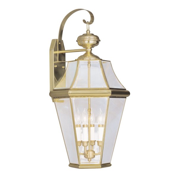 Georgetown 4 Light Polished Brass Outdoor Wall Lantern