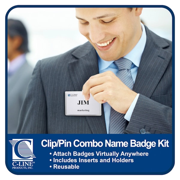 Name Badge, Pin/Clip, Badge, PK50