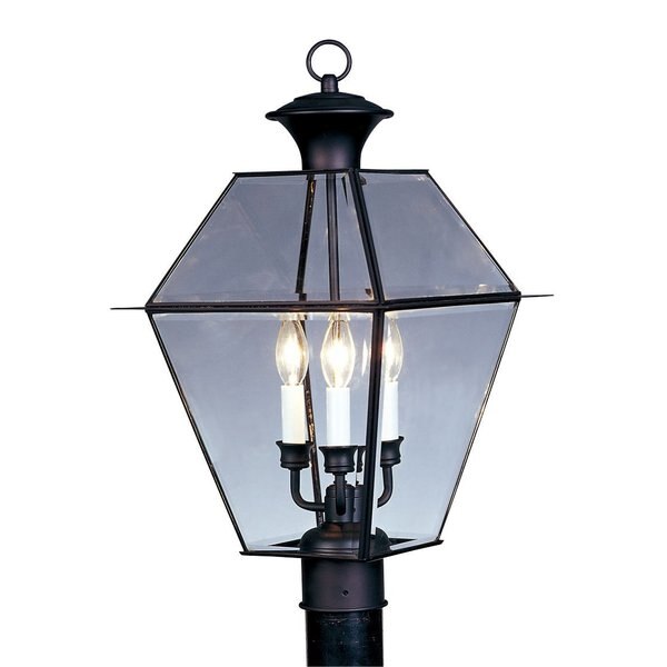 Westover 3 Light Black Outdoor Post Top Lantern