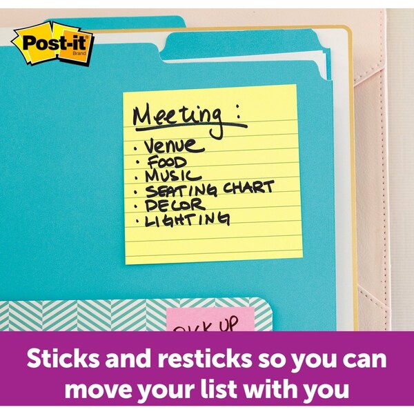 Super Sticky Notes, 4x4 In., Yellow, PK12