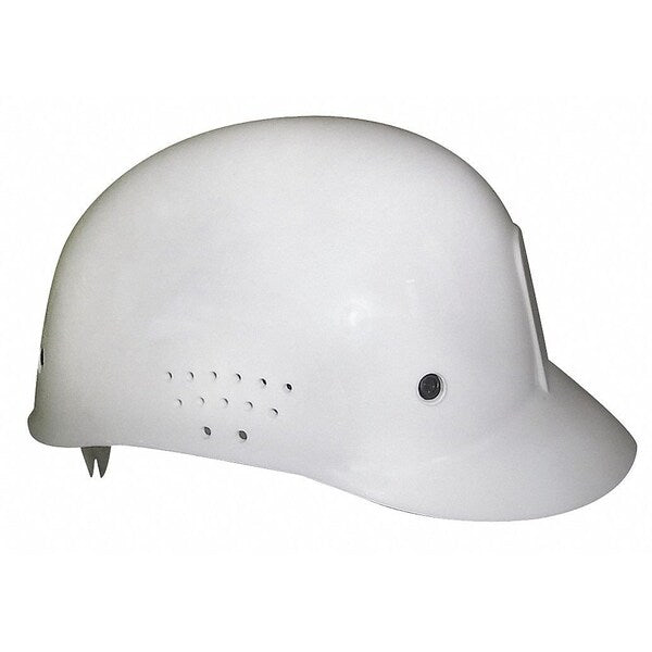 Vented Bump Cap, Front Brim, Polyethylene, Pinlock Suspension, Fits Hat Size 6 1/2 to 7 1/2, White