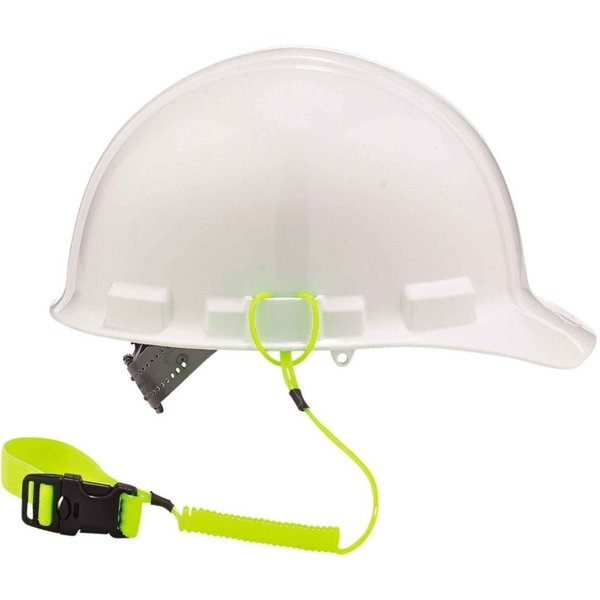 Coil Hard Hat Lanyard, Buckle, 18in.L, Lime