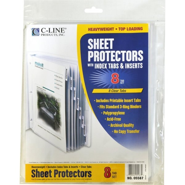 Sheet Protector Set, 8 Tab, Clear, PK8