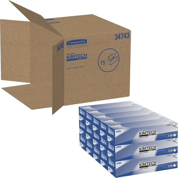 Dry Wipe, White, Box, 3-Ply Tissue, Laboratory, 100 Wipes, 11 3/4 in x 11 3/4 in