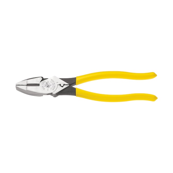 9 3/8 in Linemans Plier High Leverage w/ Wire Crimper, Steel
