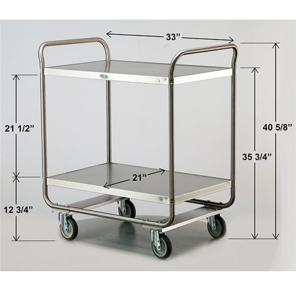 Tubular Frame Stainless Steel 2-Shelf Cart; 500 lb Capacity, 21