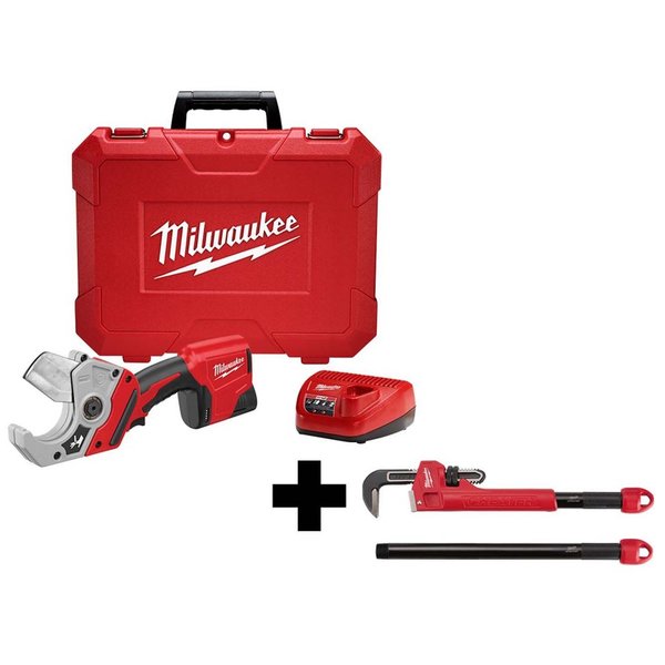 M12â¢ Plastic Pipe Shear Kit with CHEATER Adaptable Pipe Wrench
