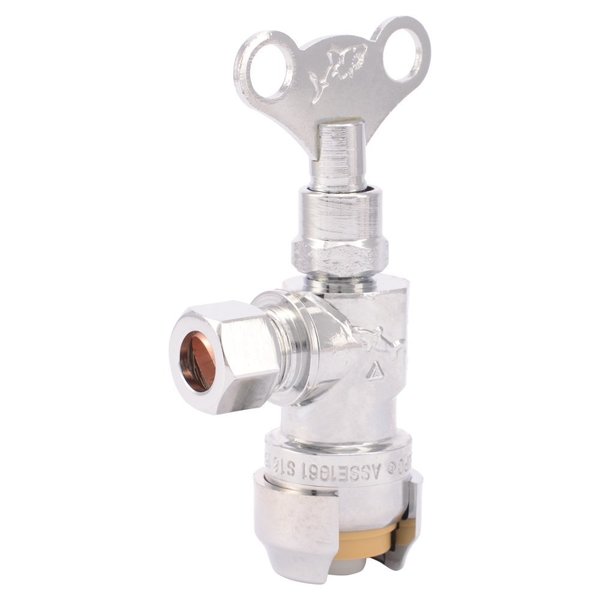 Angle Stop Valve, Push Fit, 1/2 in, 200 psi