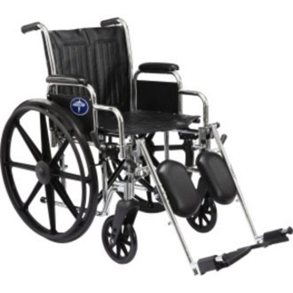 Wheelchair, 300lb, 18 In Seat, Silver/Black