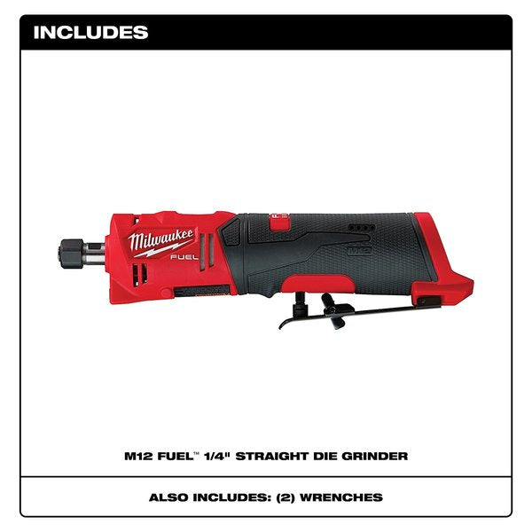 M12 FUEL 1/4 in Straight Die Grinder, 20,000 RPM (Tool Only)