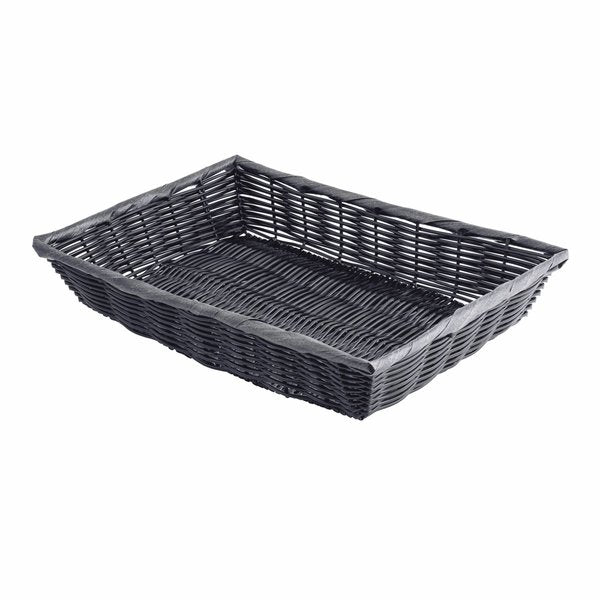Handwoven Srvng Bskt, Rect, Blk, 16