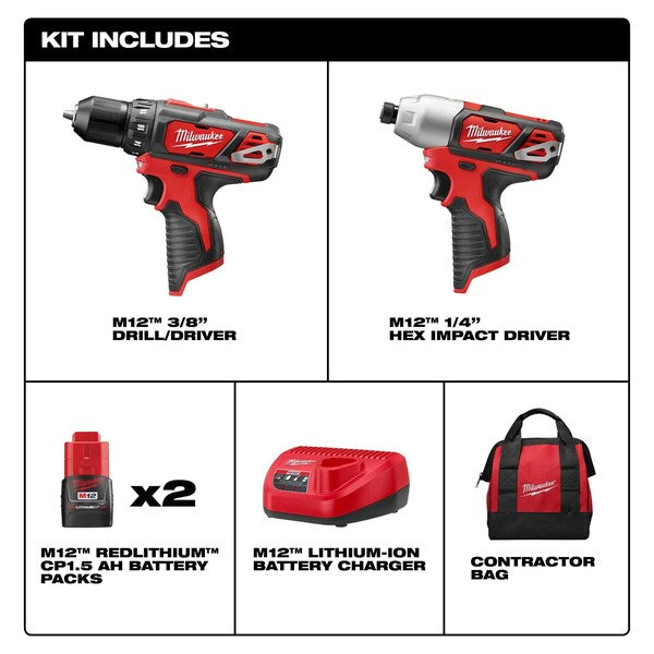 Cordless Combo Kit, 12.0 V, 2 Tools, 2 Batt