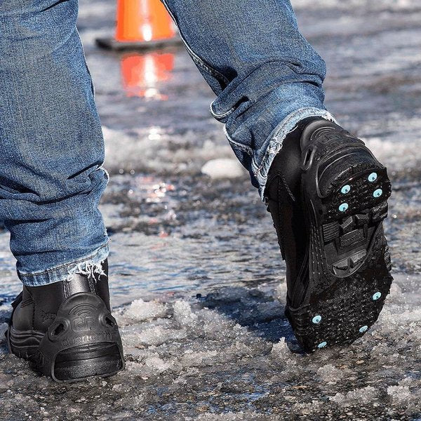 All-Purpose Traction Aid, Ice Traction Device, Rubber, Tungsten Carbide Spikes, Unisex, Size Large