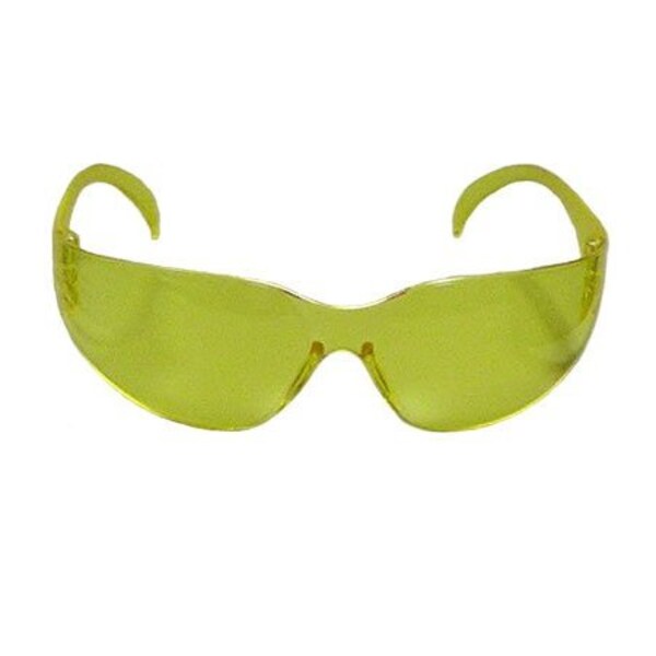 Safety Glasses, Amber Polycarbonate Lens, Scratch-Resistant