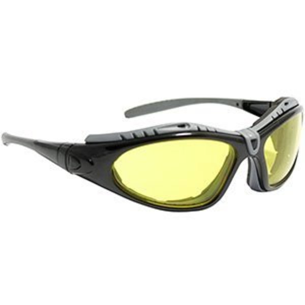 Safety Glasses, Wraparound Amber Polycarbonate Lens, Anti-Fog, Scratch-Resistant