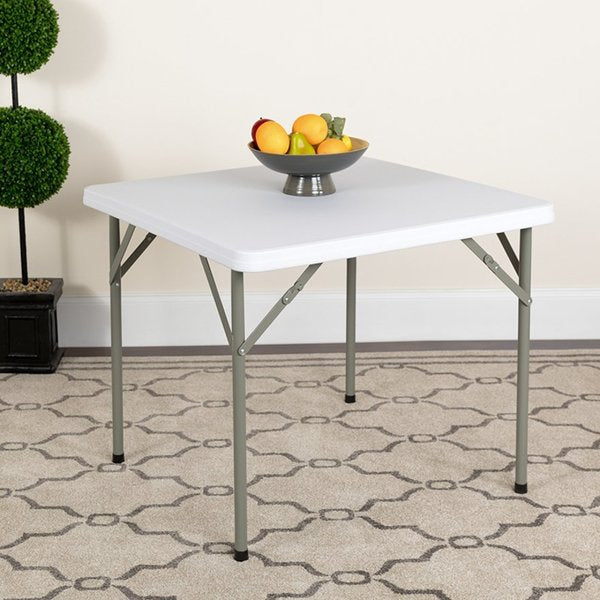 Square Wh 34Sq Plastic Fold Table, 34.25