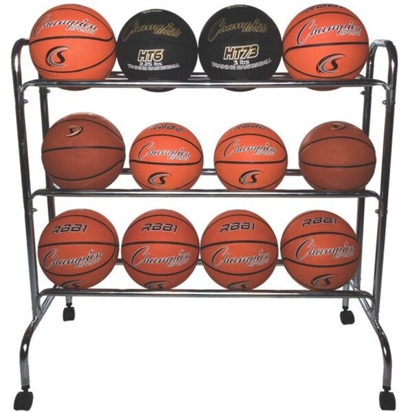 Basketball Cart, 41inLx17inWx41inH, Chrome