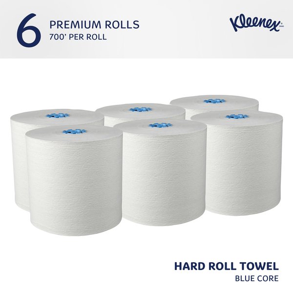 Hard Roll Paper Towels for Blue Core Dispensers, White, (700'/Roll, 6 Rolls/Case, 4,200'/Case)