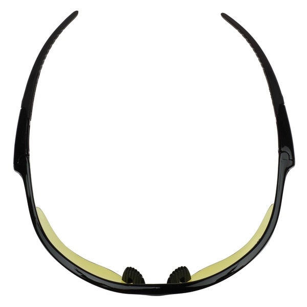 Safety Glasses, Wraparound Amber Polycarbonate Lens, Scratch-Resistant