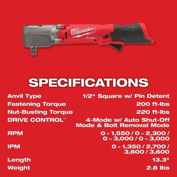 M12 FUEL 1/2 in. Right Angle Impact Wrench with Pin Detent (Bare Tool)