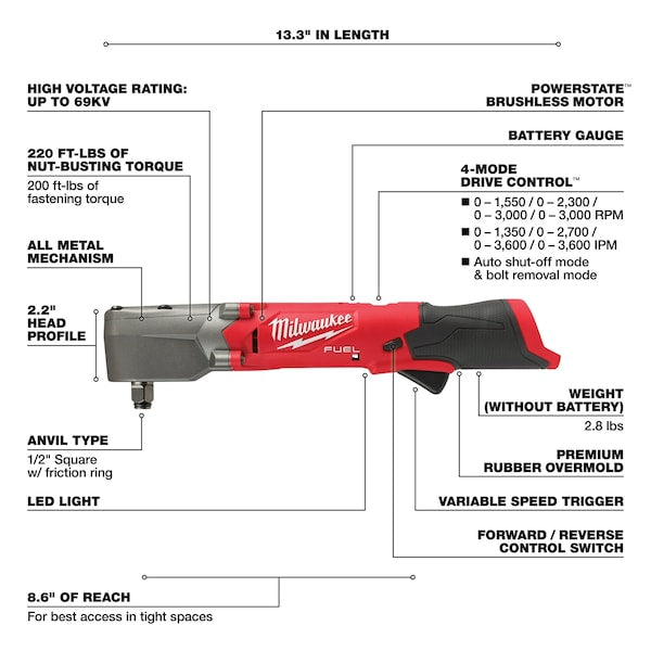 M12 FUEL 1/2 in. Right Angle Impact Wrench with Friction Ring (Bare Tool)