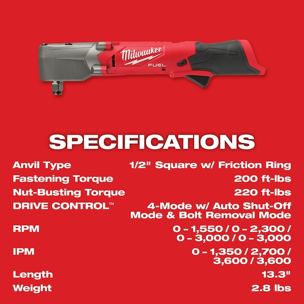 M12 FUEL 1/2 in. Right Angle Impact Wrench with Friction Ring (Bare Tool)