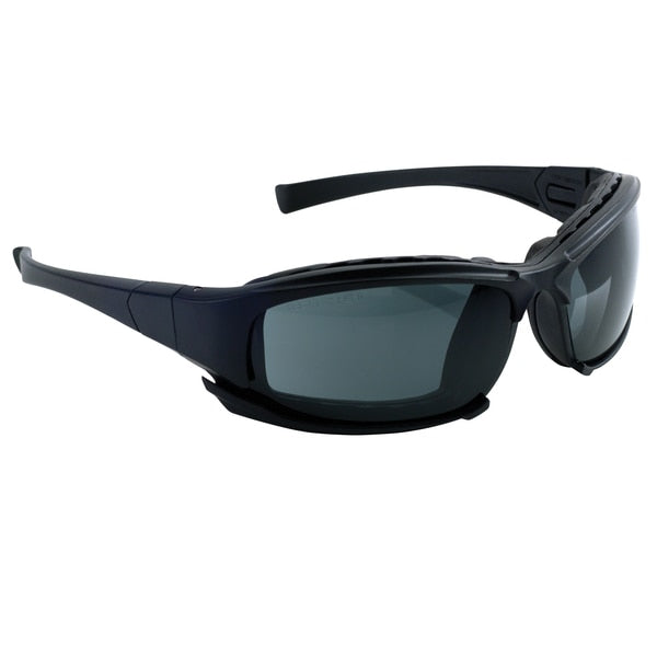 Safety Glasses, Wraparound Smoke Polycarbonate Lens, Anti-Fog, Scratch-Resistant