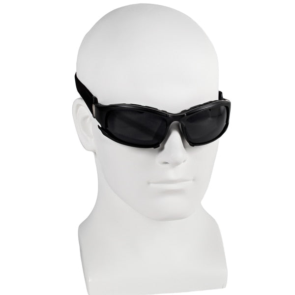 Safety Glasses, Wraparound Smoke Polycarbonate Lens, Anti-Fog, Scratch-Resistant