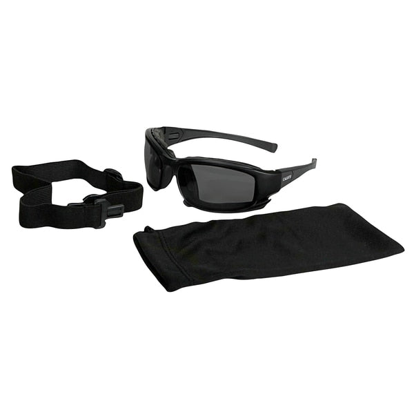 Safety Glasses, Wraparound Smoke Polycarbonate Lens, Anti-Fog, Scratch-Resistant