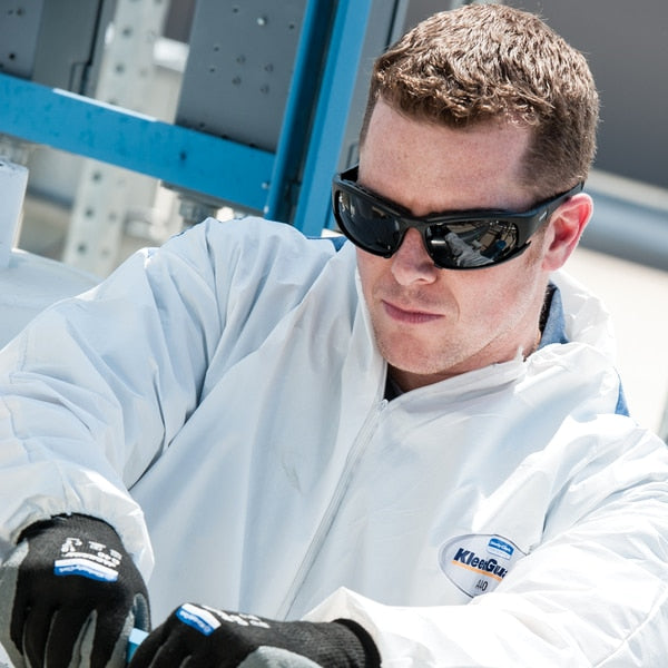 Safety Glasses, Wraparound Smoke Polycarbonate Lens, Anti-Fog, Scratch-Resistant