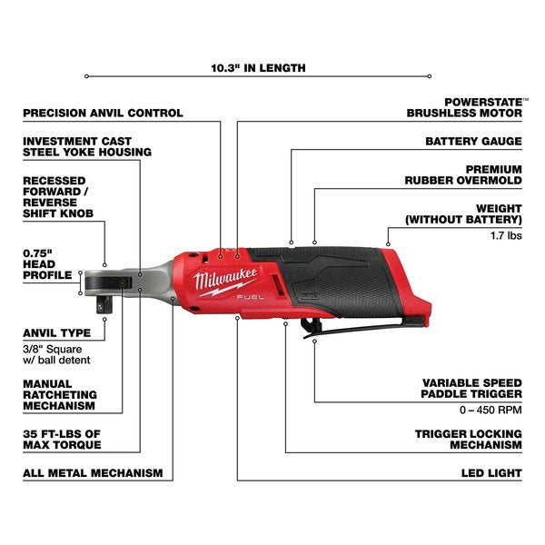 M12 FUEL 3/8 in. High Speed Ratchet (Tool Only)