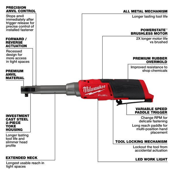 M12 FUEL 1/4 in. Extended Reach High Speed Ratchet (Tool Only)