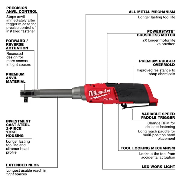M12 FUEL 3/8 in. Extended Reach High Speed Ratchet (Tool Only)