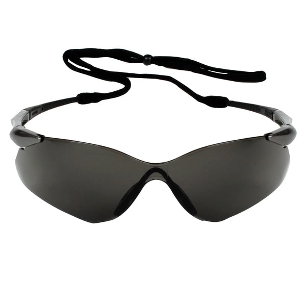 Safety Glasses, Wraparound Smoke Polycarbonate Lens, Scratch-Resistant