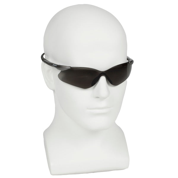 Safety Glasses, Wraparound Smoke Polycarbonate Lens, Scratch-Resistant
