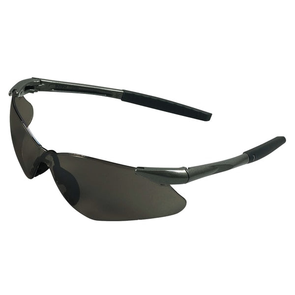 Safety Glasses, Wraparound Smoke Polycarbonate Lens, Scratch-Resistant