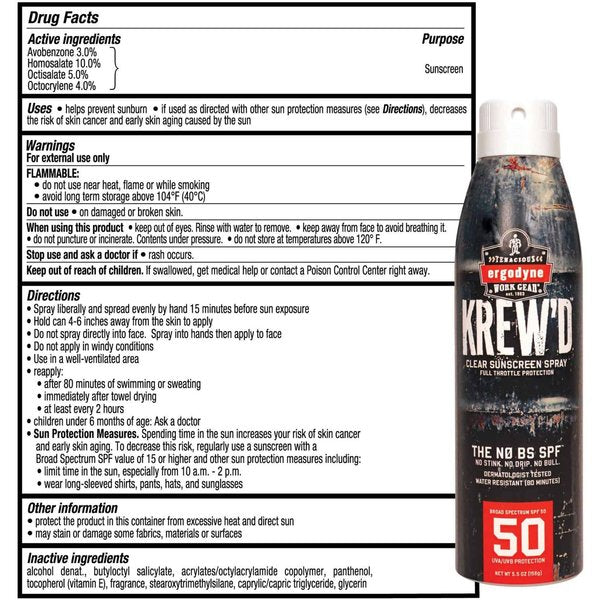 Sunscreen, Spray, SPF 50, 5.5 oz. Sz
