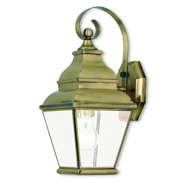 Exeter 1 Light Antique Brass Outdoor Wall Lantern