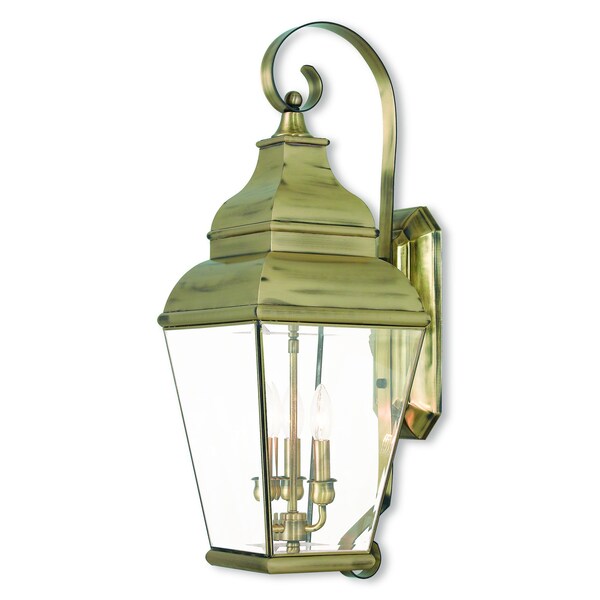 Exeter 3 Light Antique Brass Outdoor Wal