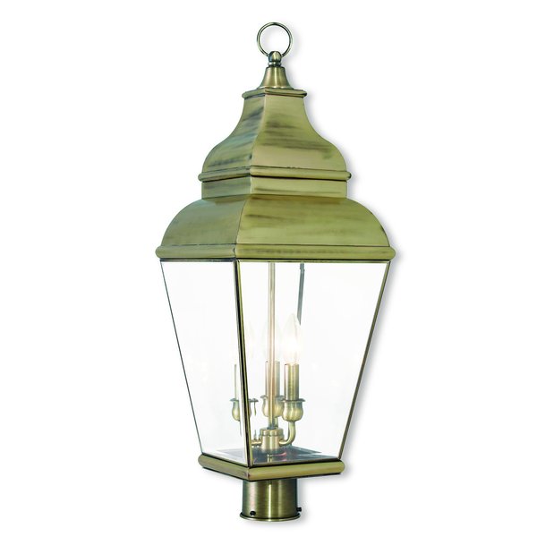 Exeter 3 Light Antique Brass Outdoor Post Top Lantern