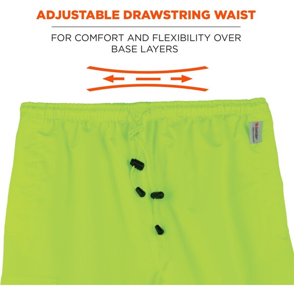Rain Pants, Breathable, Hi-Vis Lime, 3XL