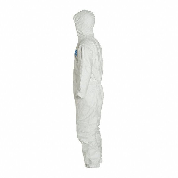 Tyvek 400 Hooded Disposable Coveralls, 2XL, Zipper, Elastic Wrist, Elastic Ankle, White, 25 Pack